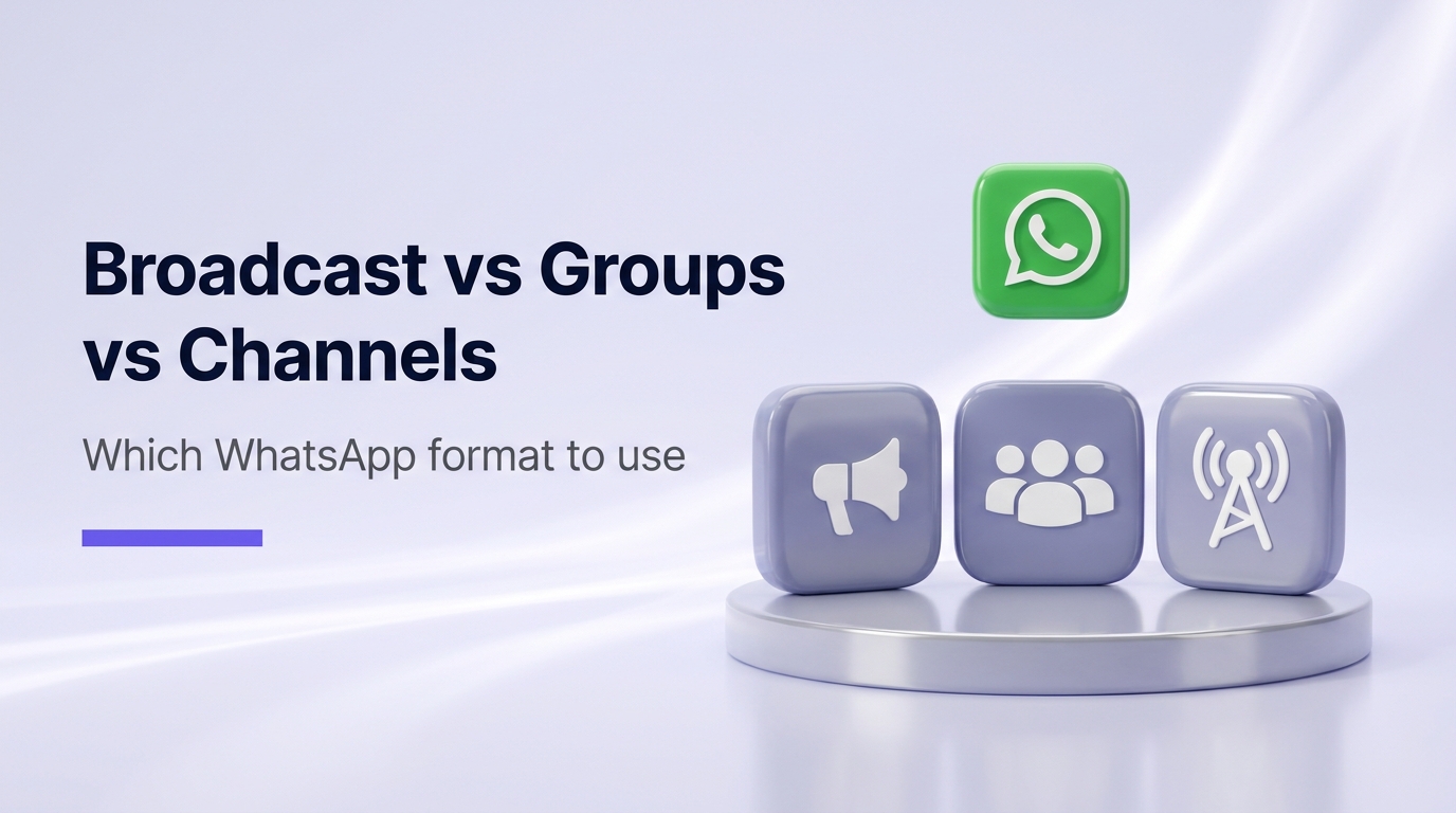WhatsApp Broadcast vs Groups vs Channels: Which to Use